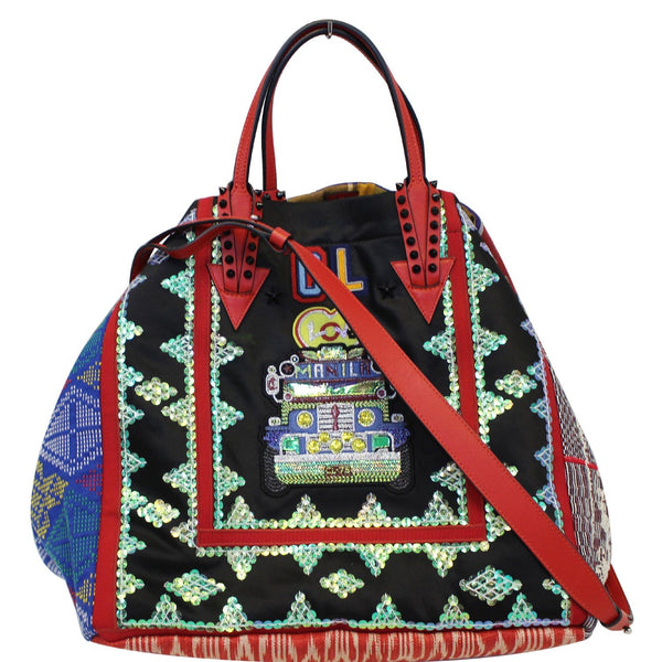 CHRISTIAN LOUBOUTIN Caba World Motif Embroidered Tote Bag Multicolor