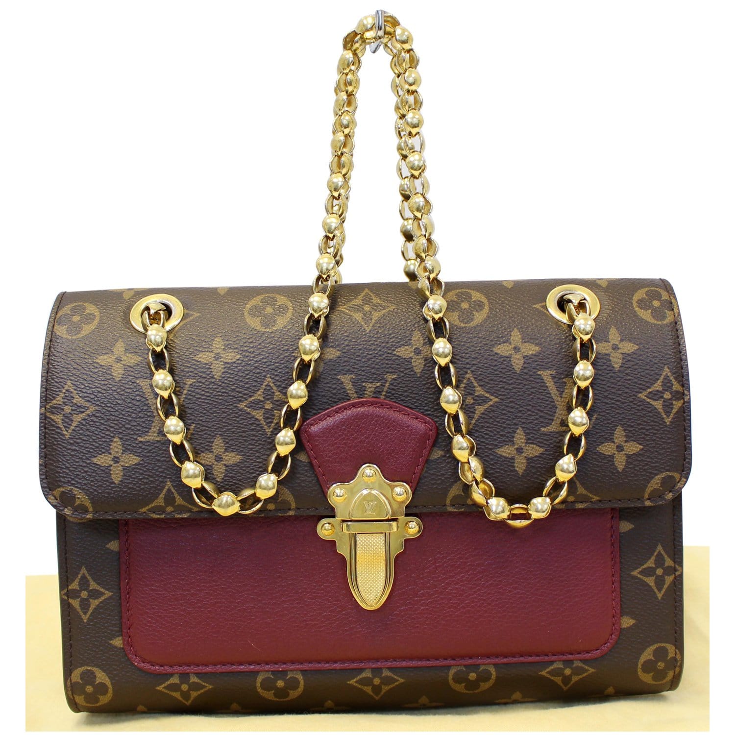 LV Louis Vuitton Victoire Chain Handbag Monogram Leather Shoulder