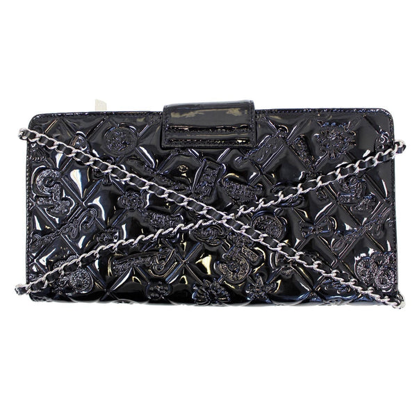 CHANEL Lucky Symbols Pochette Patent Leather Wallet on a Chain Black