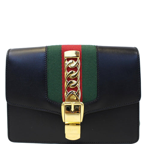 GUCCI Sylvie Calfskin Leather Belt Bumbag Black 476811