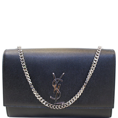 YVES SAINT LAURENT Kate Large Grain De Poudre Leather Shoulder Bag Black
