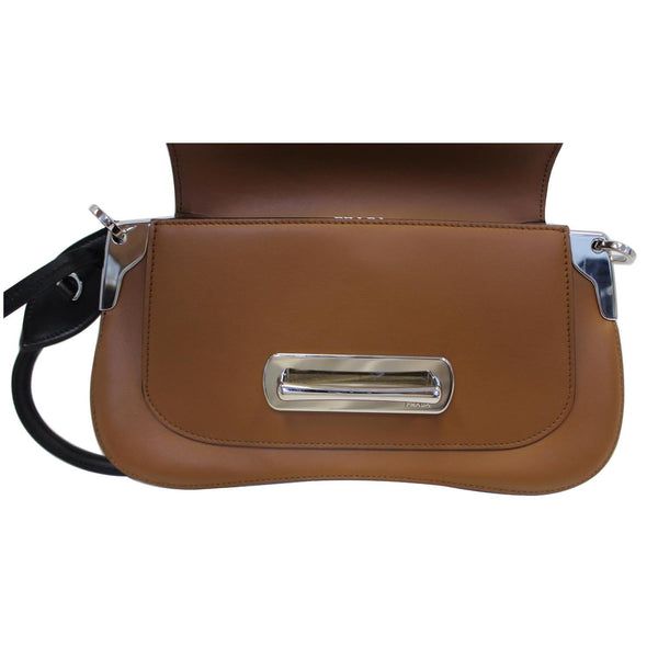 PRADA Sidonie Calf Leather Shoulder Bag Brown/Black 1BD168