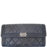 Chanel Boy Large Flap Lambskin Leather Wallet Black