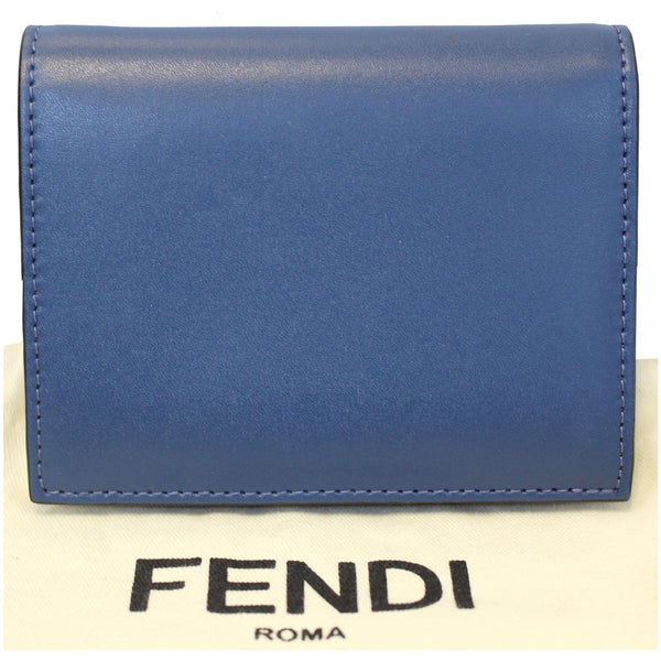Fendi Bi-Fold Leather Wallet Blue For Women - back view
