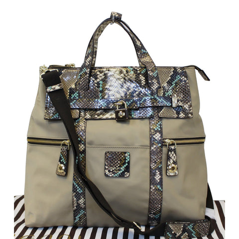 Henri Bendel Jetsetter Snake Convertible Backpack Brown