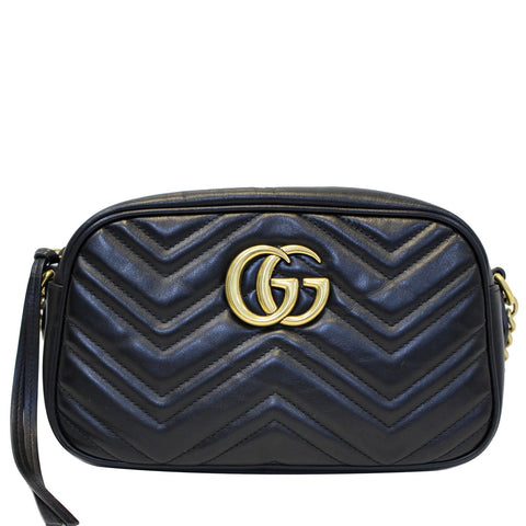 GUCCI GG Marmont Matelasse Small Leather Crossbody Bag Black