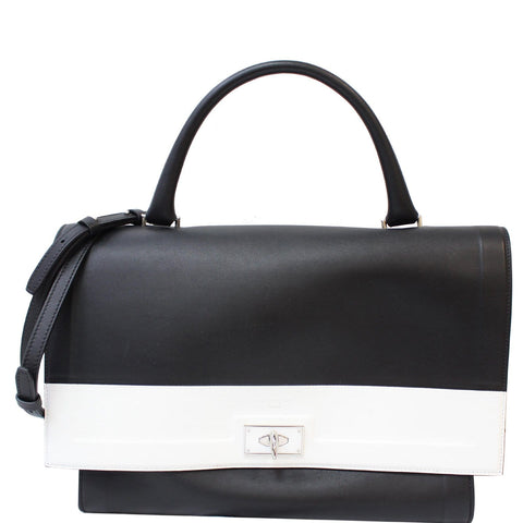 GIVENCHY Shark Medium Calfskin Bicolor Satchel Bag Black/White - 20% OFF