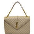 YVES SAINT LAURENT Envelope Large Matelasse Embossed Leather Shoulder Bag Nude