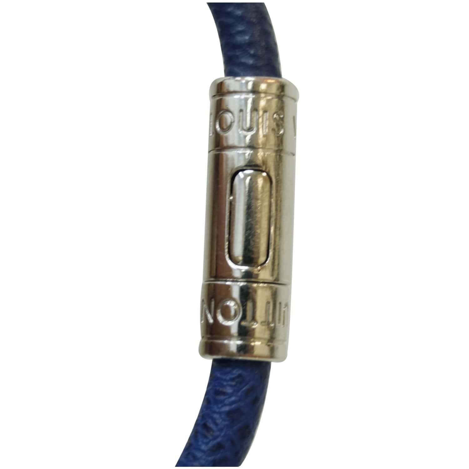 Louis Vuitton LV Clic It Bracelet Blue Leather & Metal. Size 17