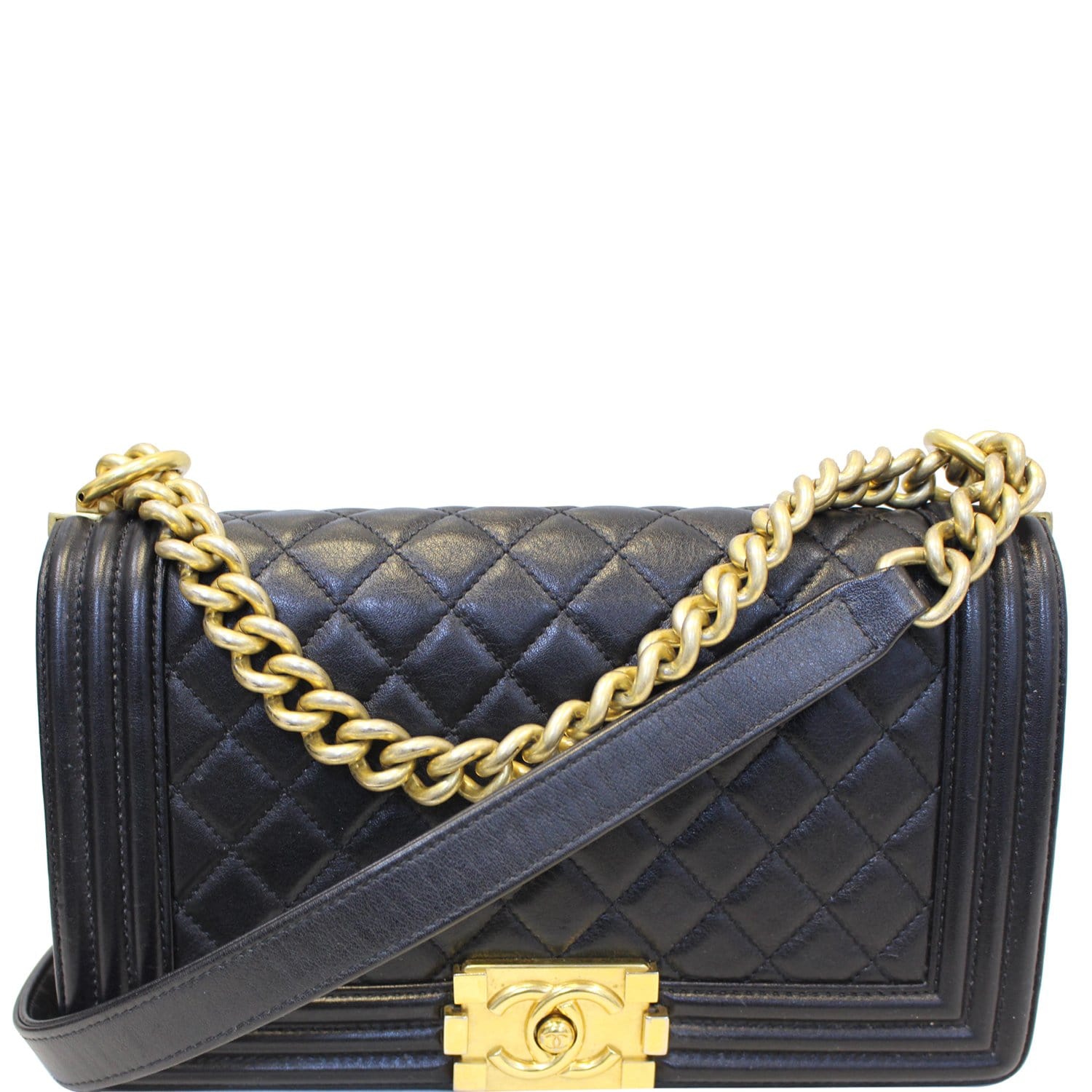 Chanel Boy Bag Quilted Caviar Silver-tone Old Medium Black in Caviar with  Silver-tone - US