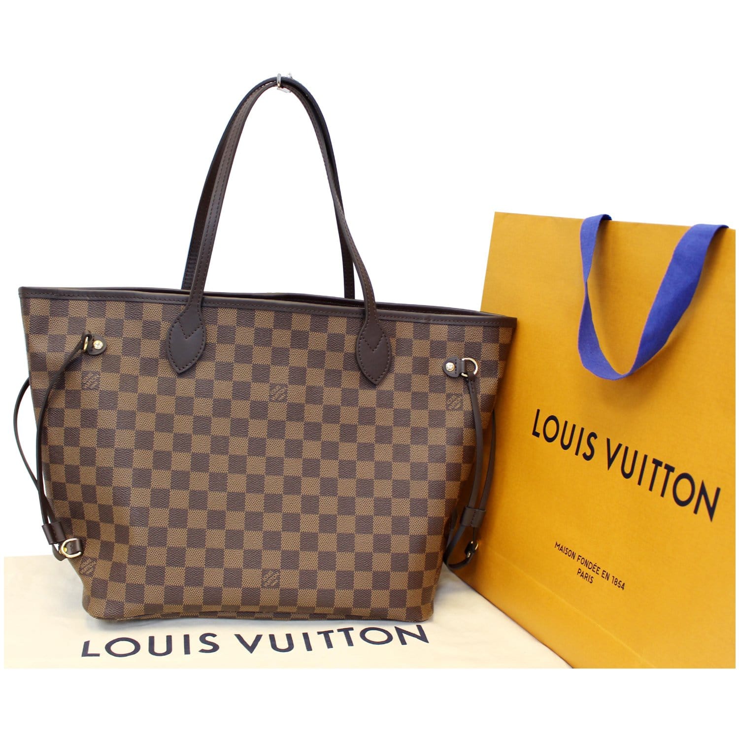 Louis Vuitton Neverfull MM Damier Ebene Tote Handbag