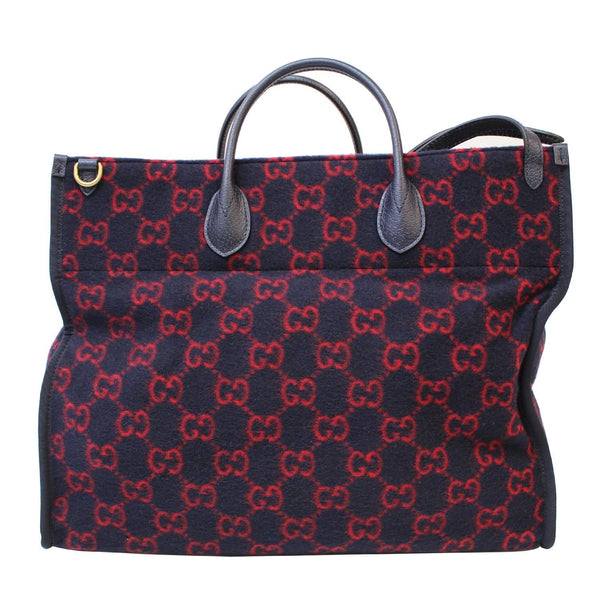 GUCCI GG Wool Tote Shoulder Bag Blue/Red 598169