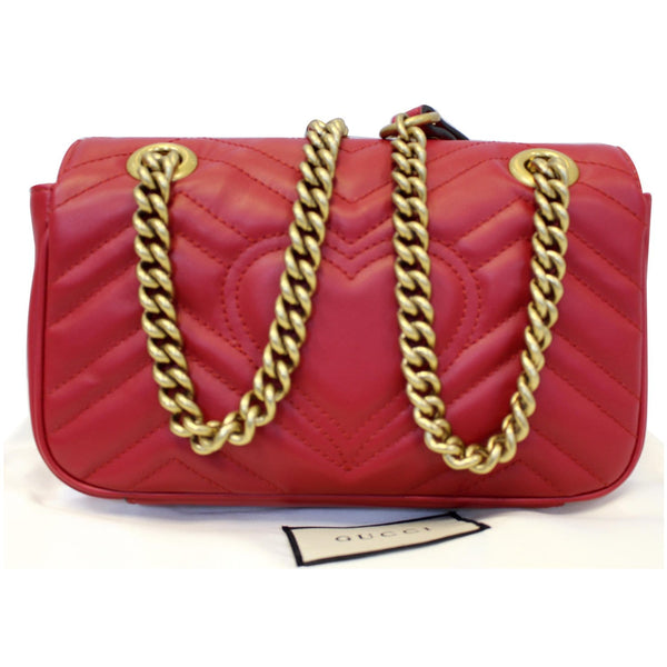 GUCCI GG Marmont Mini Leather Shoulder Crossbody Bag Red 446744