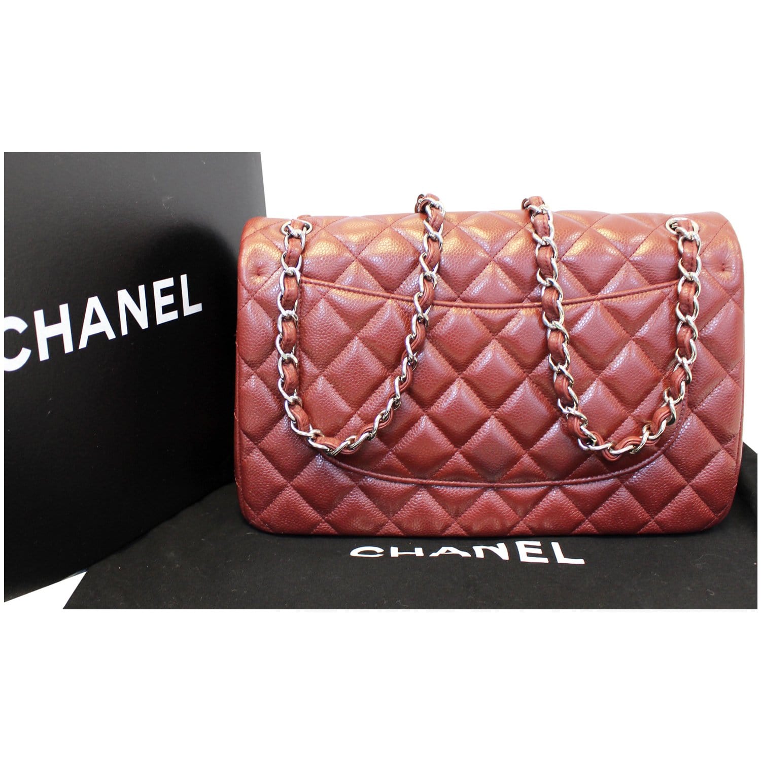 FWRD Renew Chanel Jumbo Quilted Classic Double Flap Chain Shoulder Bag in  Red