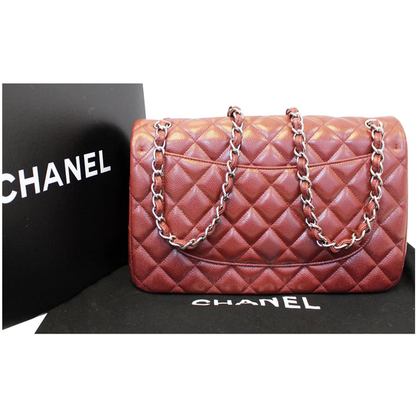 Chanel Jumbo Double Flap Shoulder Bag Caviar Quilted Red front view 