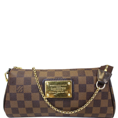 LOUIS VUITTON Pochette Eva Damier Ebene Clutch Bag Brown