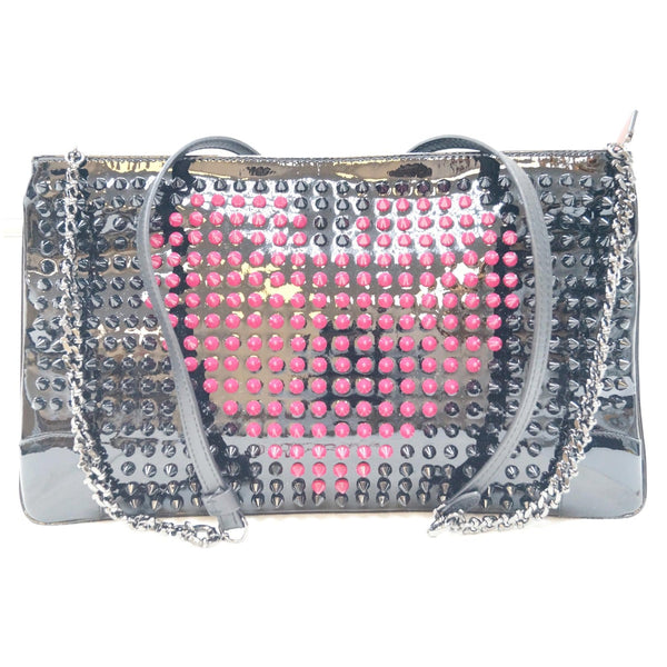 CHRISTIAN LOUBOUTIN Patent Leather Loubiposh Valentines Spiked Clutch Bag