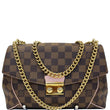 LOUIS VUITTON Caissa Chain Damier Ebene Clutch Shoulder Bag Rose Ballerine