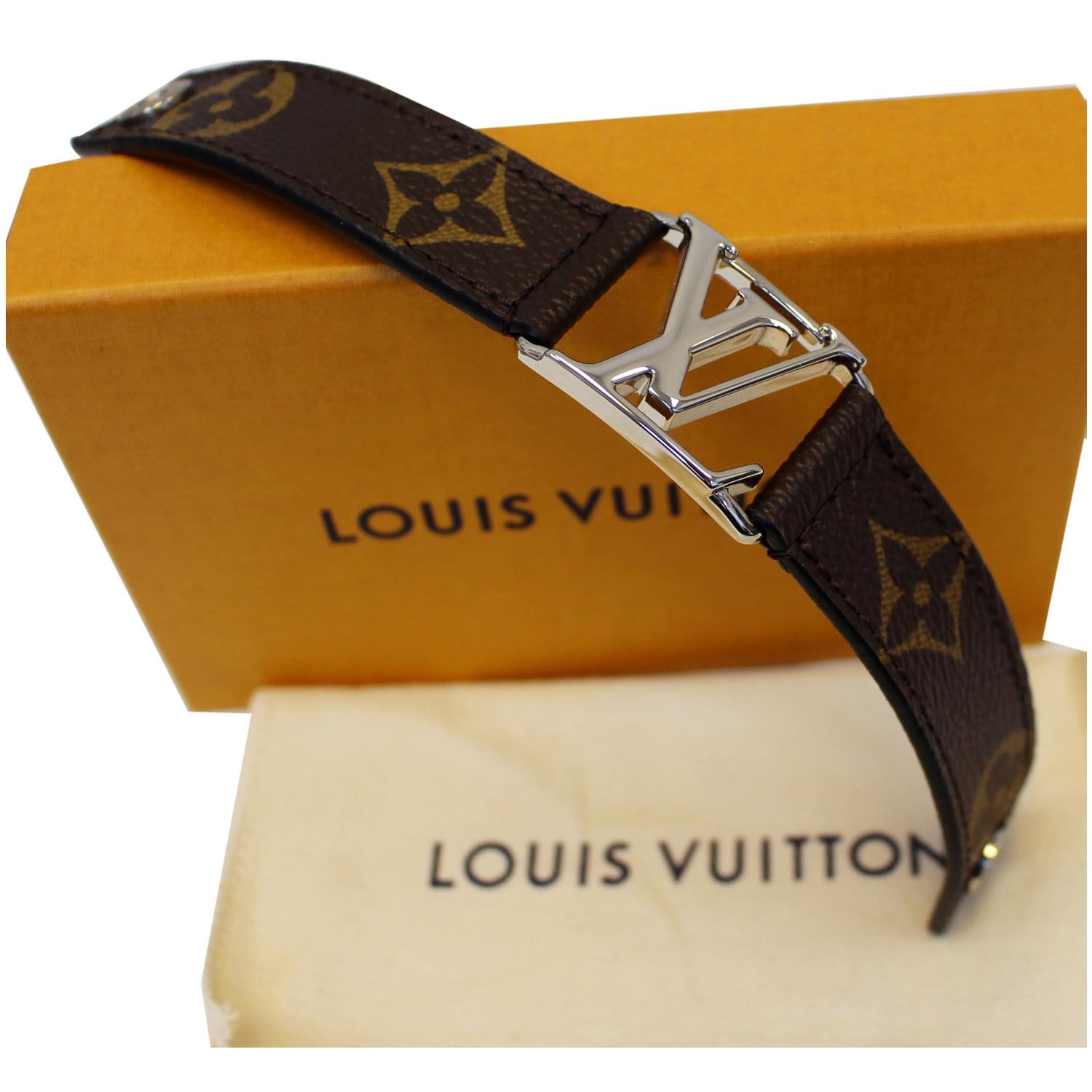 Louis Vuitton Hockenheim Bracelet Grey Coated Canvas. Size 19