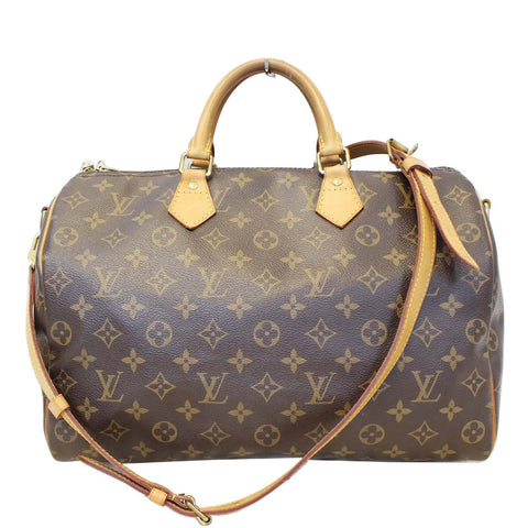 LOUIS VUITTON Speedy 35 Bandouliere Monogram Canvas Shoulder Bag Brown