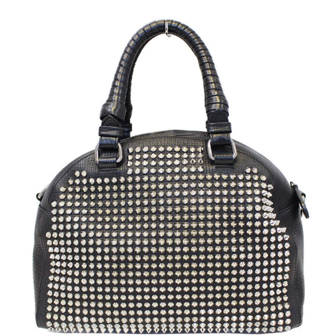 CHRISTIAN LOUBOUTIN Panettone Spike Stud Leather Satchel Bag Black