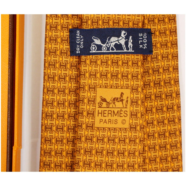 Hermes Men's Silk Neck Tie Orange - Tag
