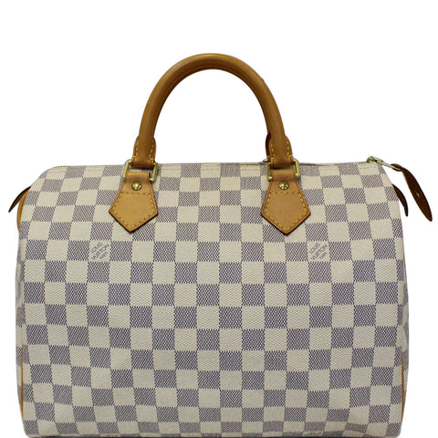 LOUIS VUITTON Speedy 30 Damier Azur Satchel Handbag White