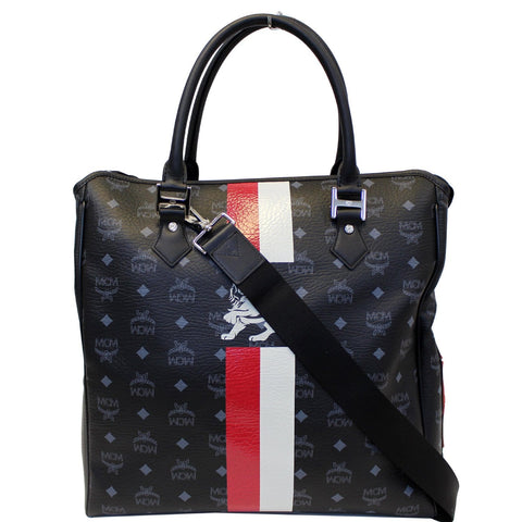 MCM Princess Lion Visetos Satchel Crossbody Bag Black - Last Call