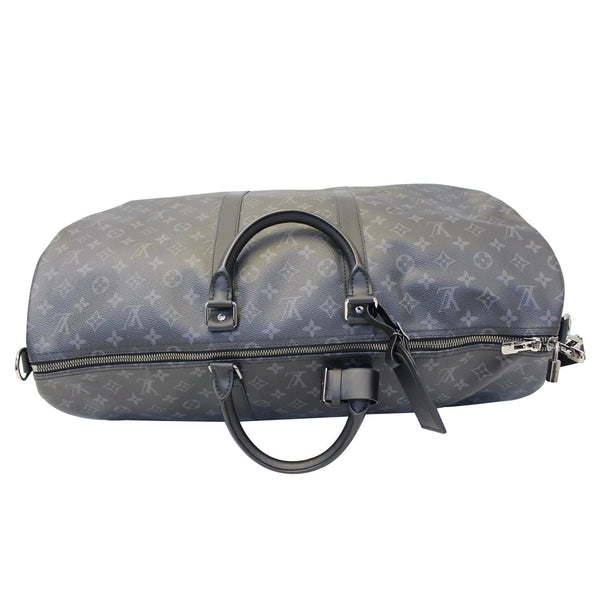 LOUIS VUITTON Keepall 55 Bandouliere Monogram Eclipse Travel Bag Black/Grey