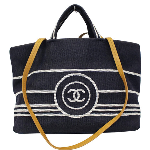 CHANEL CC Shopping Large Tote Shoulder Bag Denim