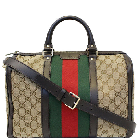 GUCCI Vintage Web Original GG Boston Bag Beige 247205