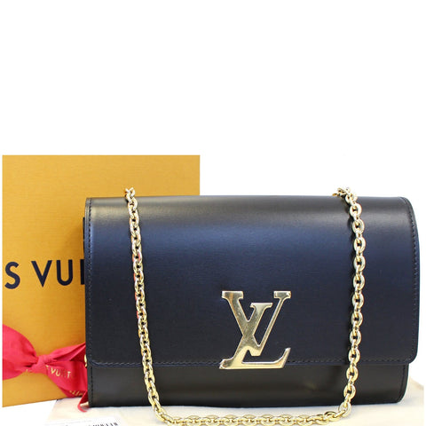 LOUIS VUITTON Chain Louise GM Noir Leather Shoulder Crossbody Bag
