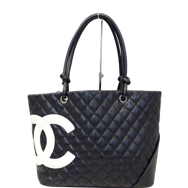 CHANEL Cambon  Black CalfSkin Leather Large Tote Bag-US