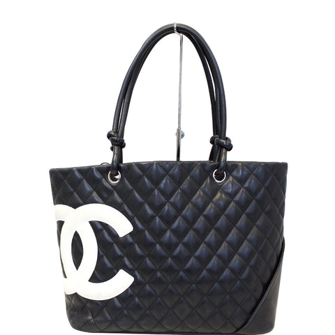 CHANEL Cambon  Black CalfSkin Leather Large Tote Bag