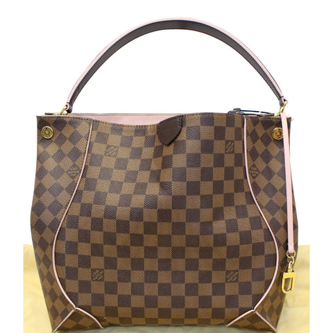 LOUIS VUITTON Caissa Damier Ebene Rose Ballerine Hobo Bag