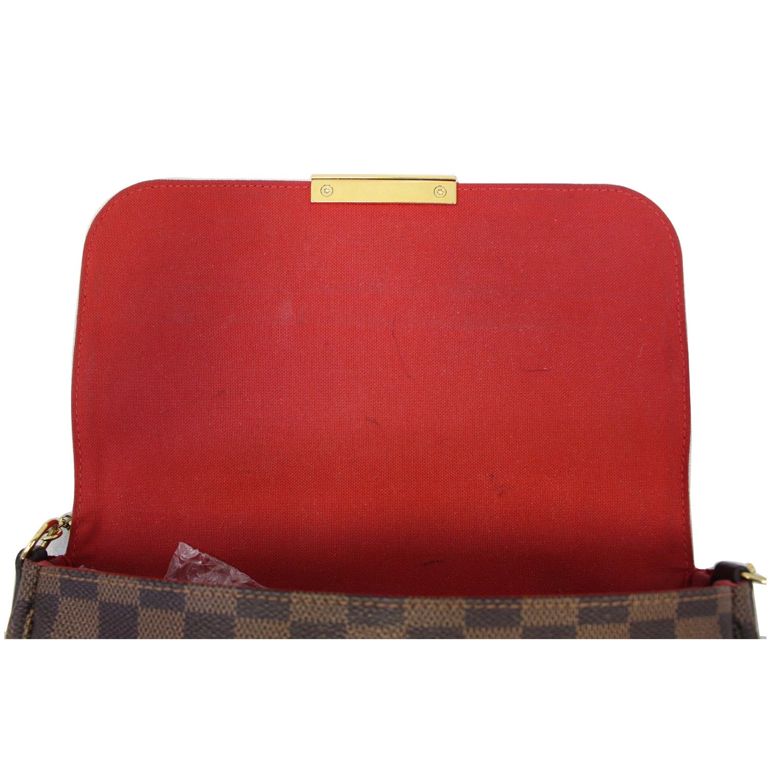 Louis Vuitton Brown Damier Ebene Félicie Pochette Gold Hardware, 2021 (Like New), Brown/Red Womens Handbag