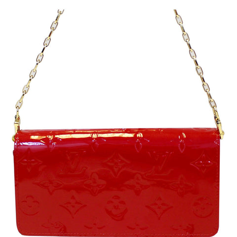 LOUIS VUITTON Sarah Vernis Leather Chain Wallet Red