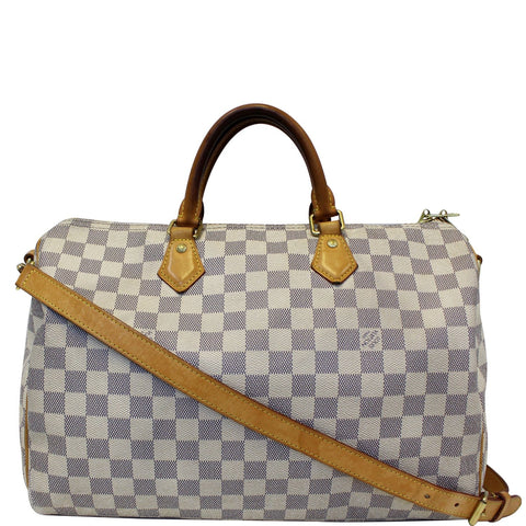 Louis Vuitton Speedy 35 Bandouliere Damier Azur Shoulder Bag White