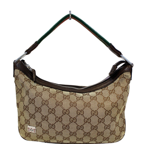 GUCCI GG Canvas Horsebit Hobo Bag Beige