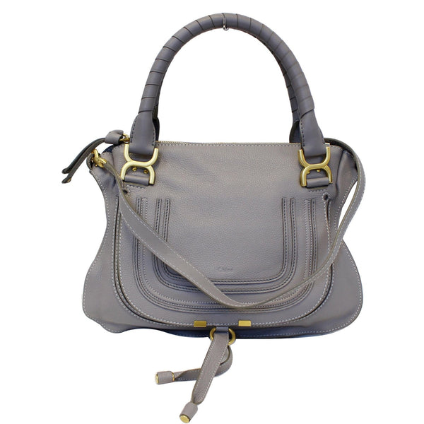 CHLOE Medium Marcie Pebbled Leather Satchel Shoulder Bag Grey-US