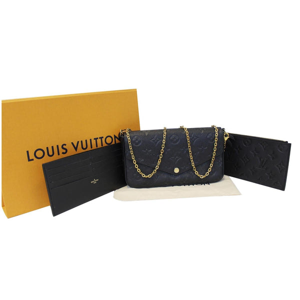 LOUIS VUITTON Pochette Felicie Empreinte Leather Crossbody Bag Black