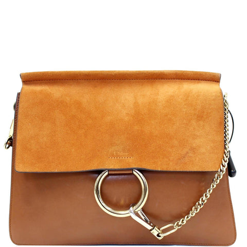 CHLOE Faye Medium Leather Shoulder Bag Brown