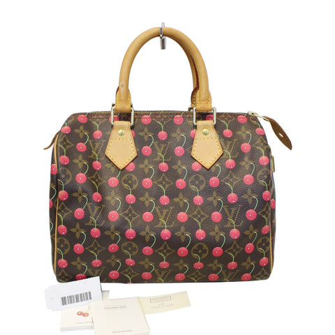 LOUIS VUITTON Cerises Speedy 25 Monogram Canvas Satchel Bag