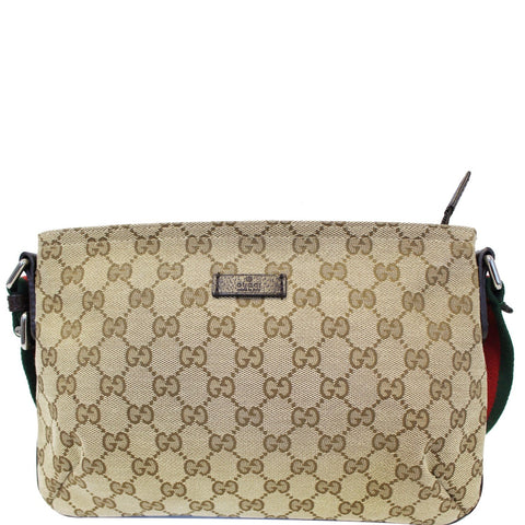 GUCCI GG Canvas Web Shoulder Crossbody Bag Beige 189749