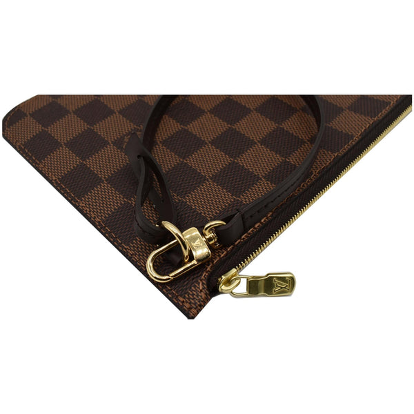 LOUIS VUITTON Neverfull MM Damier Ebene Pochette Wristlet Pouch Brown
