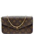 LOUIS VUITTON Felicie Monogram Canvas Pochette Crossbody Bag Brown
