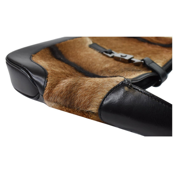 Gucci Jackie O Pony Hair Leather Hobo Shoulder Bag - side close view