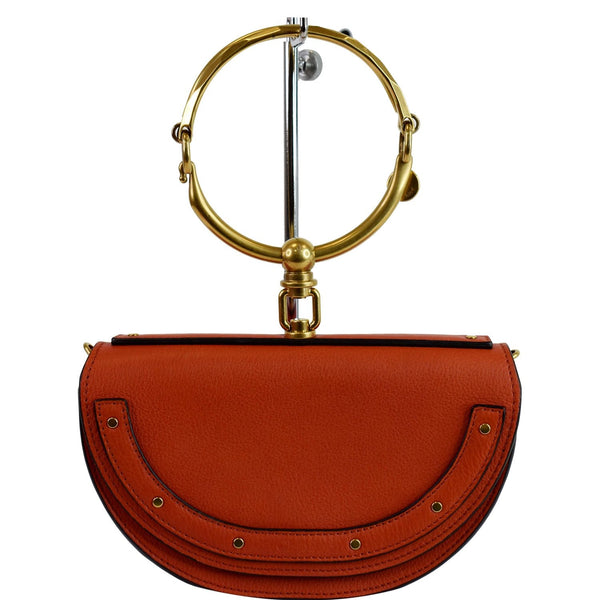 CHLOE Small Nile Bracelet Minaudiere Leather Clutch Bag Red
