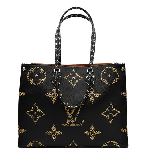LOUIS VUITTON Onthego Jungle GM Giant Monogram Canvas Tote Shoulder Bag Black - Hot Deals