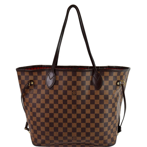 LOUIS VUITTON Neverfull MM Damier Ebene Shoulder Bag Brown